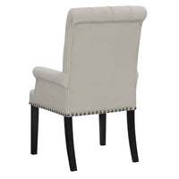 Ali 27 Inch Accent Armchair, Light Gray Fabric Button Tufted Rolled Back