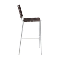 Anx 29 Inch Barstool, Chrome Metal Legs, Brown Faux Leather Band Weaving  - BM297216