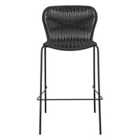 Qob 30 Inch Set of 2 Barstools, Brown Woven Rattan Seat, Metal Frame  - BM297218