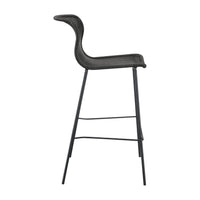 Qob 30 Inch Set of 2 Barstools, Brown Woven Rattan Seat, Metal Frame  - BM297218