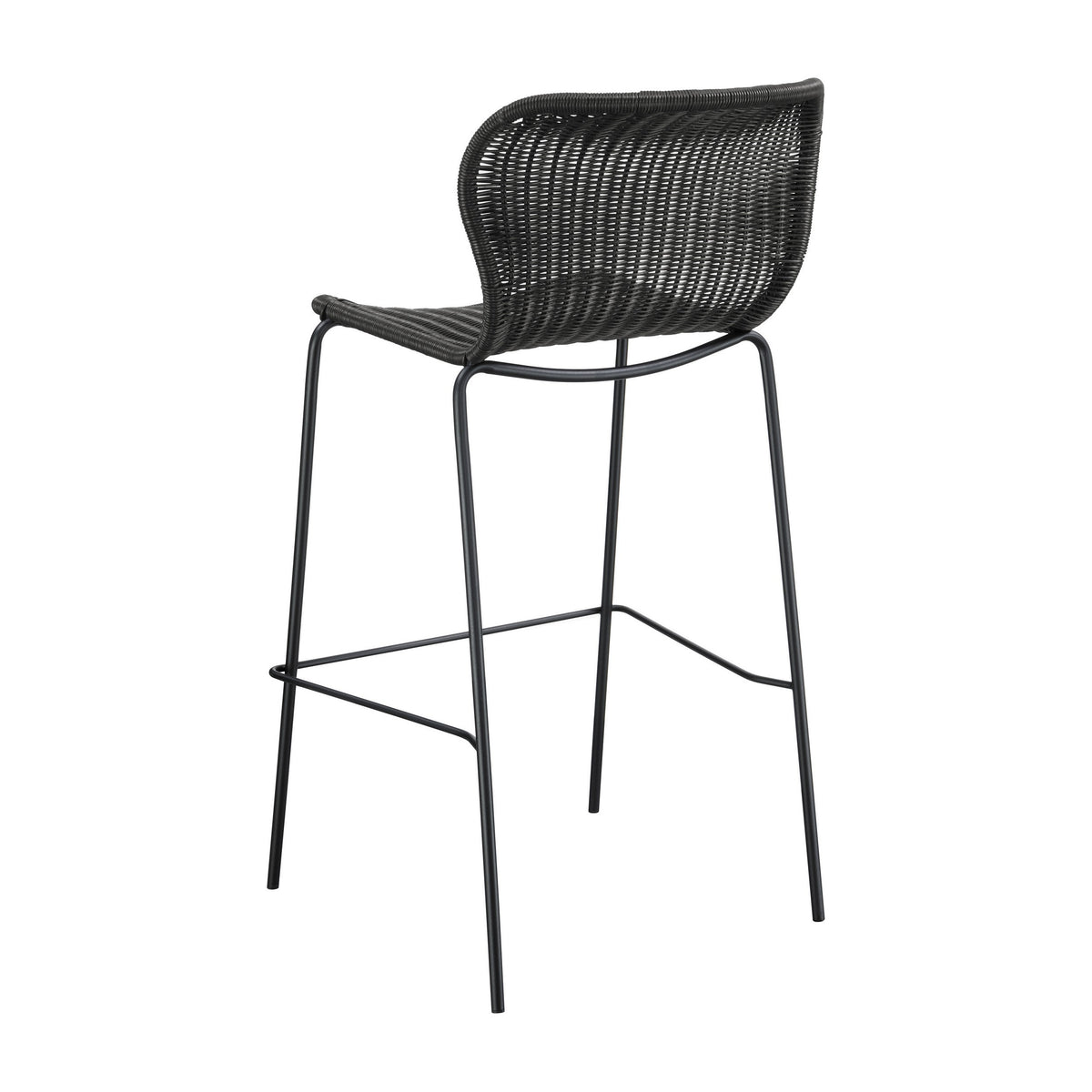 Qob 30 Inch Set of 2 Barstools, Brown Woven Rattan Seat, Metal Frame  - BM297218