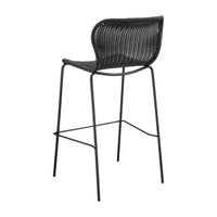 Qob 30 Inch Set of 2 Barstools, Brown Woven Rattan Seat, Metal Frame  - BM297218