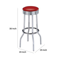 30 Inch Set of 2 Retro Barstools, Retro Red Faux Leather Seats, Chrome Legs  - BM297226