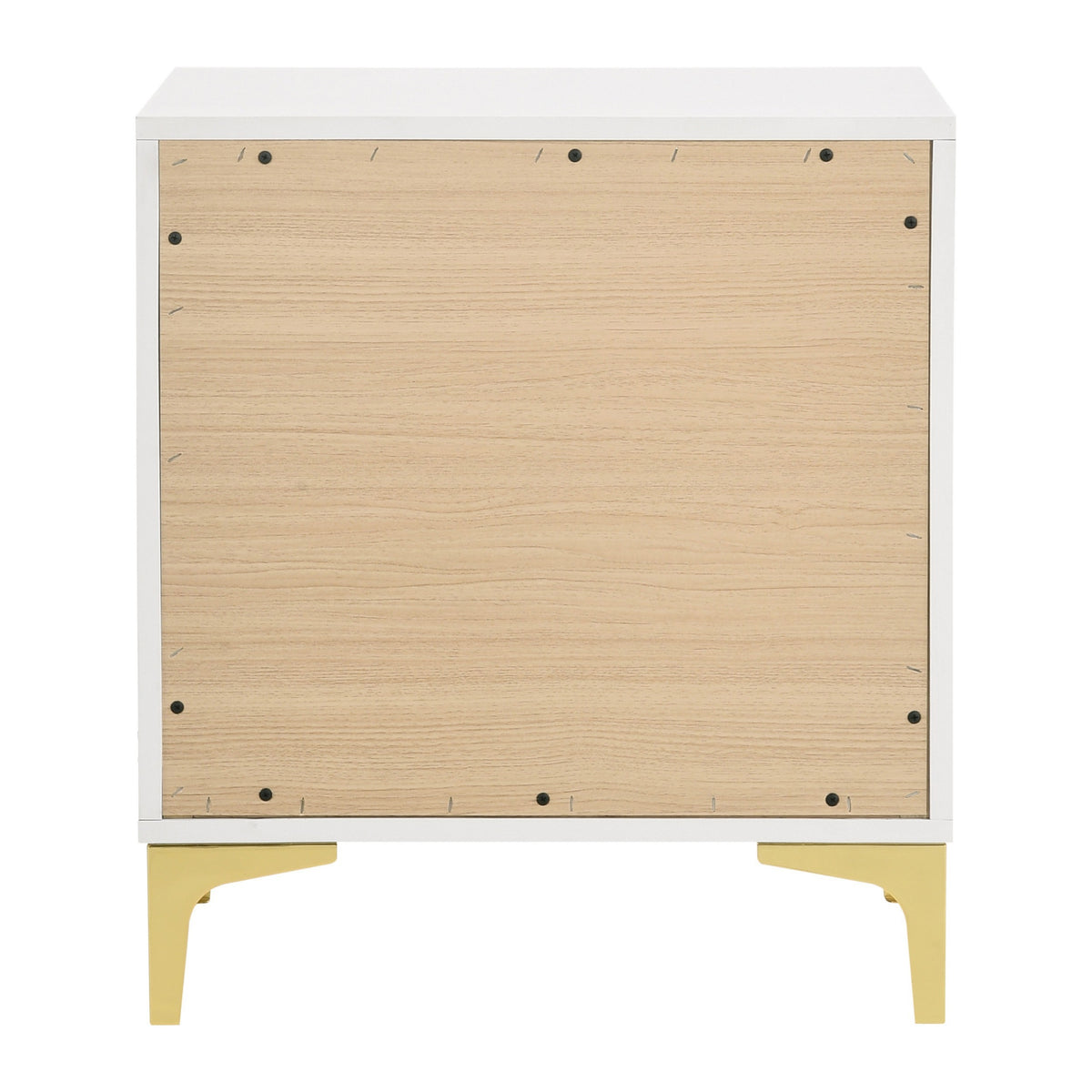 Lif 25 Inch Modern 2 Drawer Nightstand, Gold Metal Accents, Pure White  - BM297267