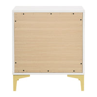 Lif 25 Inch Modern 2 Drawer Nightstand, Gold Metal Accents, Pure White  - BM297267