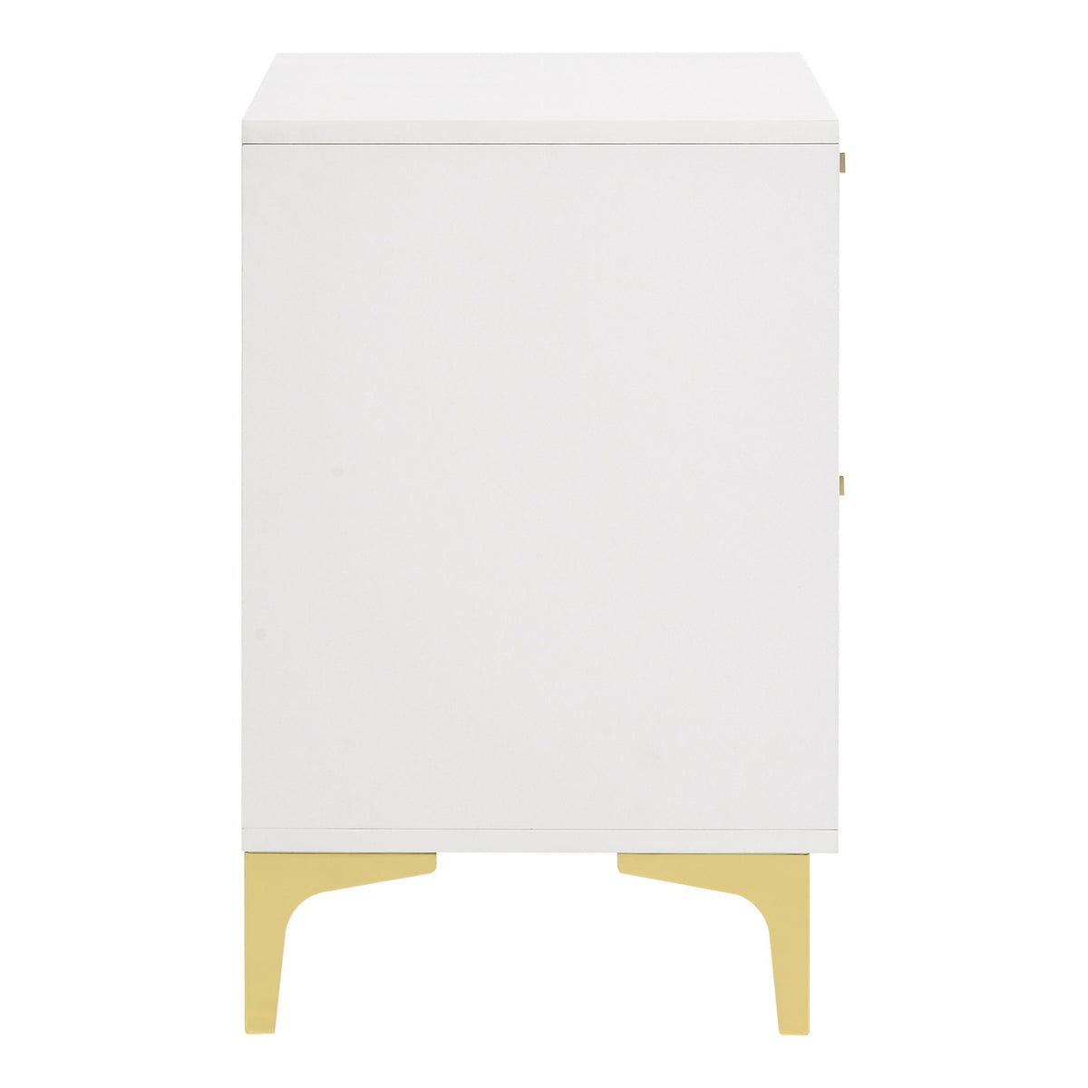 Lif 25 Inch Modern 2 Drawer Nightstand, Gold Metal Accents, Pure White  - BM297267