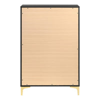 Lif 50 Inch Modern 5 Drawer Tall Dresser Chest, Gold Accents, Smooth Black  - BM297271