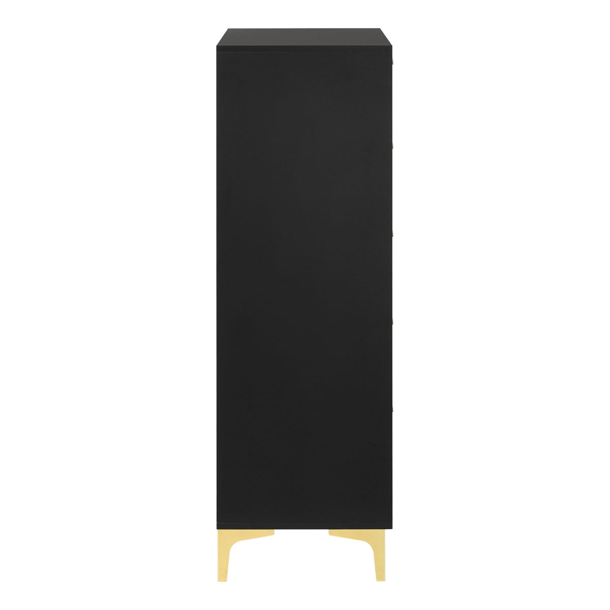 Lif 50 Inch Modern 5 Drawer Tall Dresser Chest, Gold Accents, Smooth Black  - BM297271