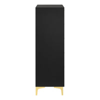 Lif 50 Inch Modern 5 Drawer Tall Dresser Chest, Gold Accents, Smooth Black  - BM297271