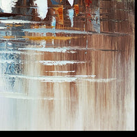 Hy 47 x 47 Hand Painted Multicolor Boats in Standing Water, Black PS Frame  - BM298934