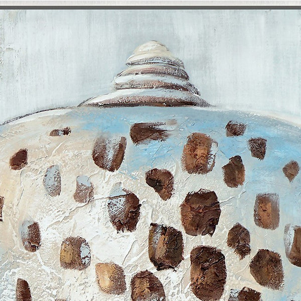 30 x 39 Hand Painted Dotted Sea Conch, Resin Coated, Warm Orange and Blue - BM298936