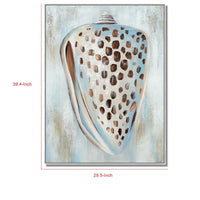 30 x 39 Hand Painted Dotted Sea Conch, Resin Coated, Warm Orange and Blue - BM298936