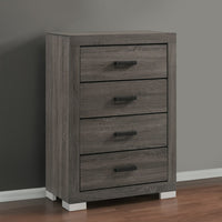Lola 46 Inch Tall Dresser Chest, 4 Drawers, Metal Bar Handles, Dark Gray - BM298945
