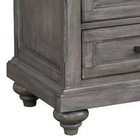 Demi 29 Inch Wood Nighstand with 3 Drawers, Metal Bar Handles, Oak Gray - BM298949