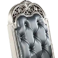 Kipp 25 Inch Set of 2 Armless Dining Chairs, Tufted Back, Gray Faux Leather - BM298951