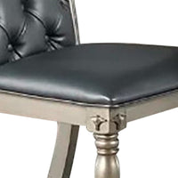 Kipp 25 Inch Set of 2 Armless Dining Chairs, Tufted Back, Gray Faux Leather - BM298951