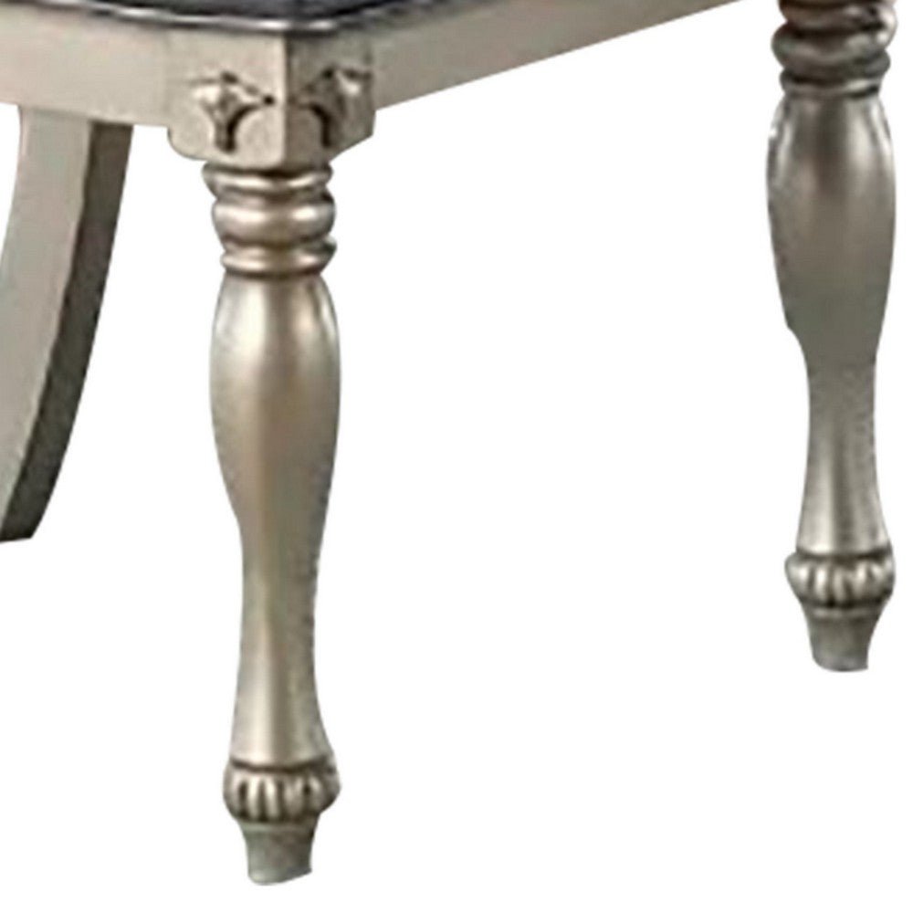 Kipp 25 Inch Set of 2 Armless Dining Chairs, Tufted Back, Gray Faux Leather - BM298951