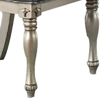 Kipp 25 Inch Set of 2 Armless Dining Chairs, Tufted Back, Gray Faux Leather - BM298951