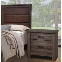 Soma 24 Inch Rustic 2 Drawer Nightstand, Sleek Metal Bar Handles, Oak Gray - BM298958