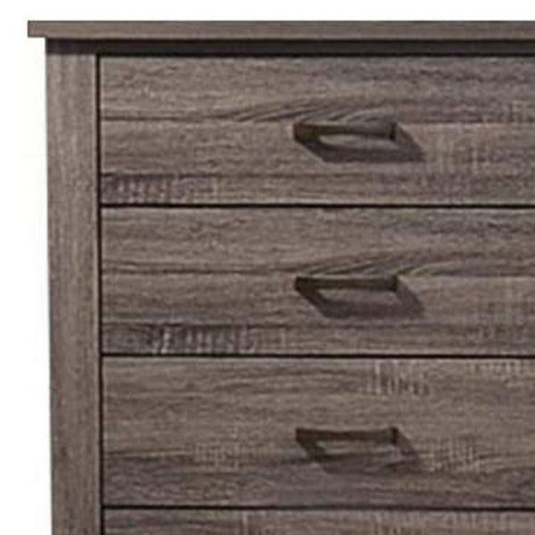 Soma 49 Inch Rustic 5 Drawer Tall Dresser Chest, Bar Handles, Oak Gray - BM298960