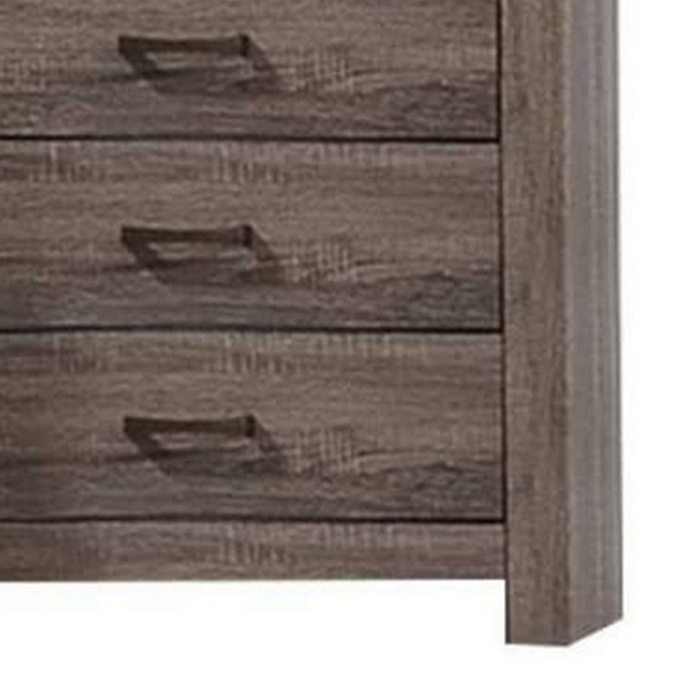Soma 49 Inch Rustic 5 Drawer Tall Dresser Chest, Bar Handles, Oak Gray - BM298960