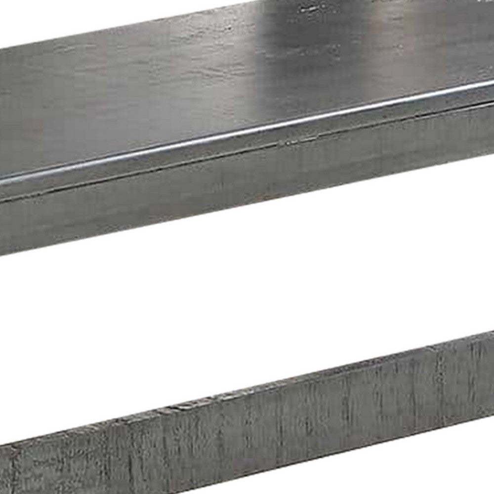 Alix 54 Inch Elegant Wood Dining Bench with Tapered Legs, Distressed Gray - BM298981