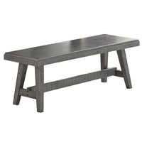 Alix 54 Inch Elegant Wood Dining Bench with Tapered Legs, Distressed Gray - BM298981