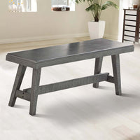 Alix 54 Inch Elegant Wood Dining Bench with Tapered Legs, Distressed Gray - BM298981