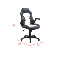 42 Inch Swivel Office Gaming Chair, Adjustable, Faux Leather, Black, White - BM298982