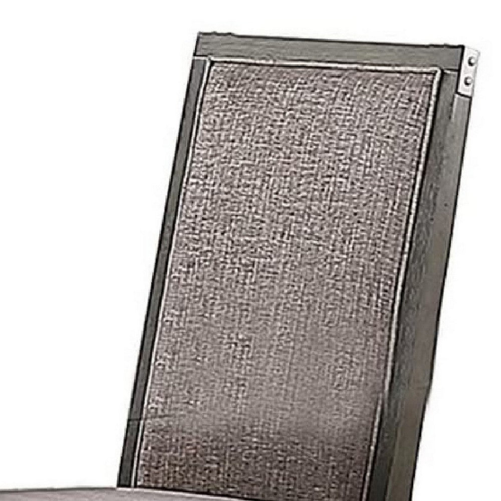 Kumi 25 Inch Set of 2 Wood Dining Chairs with Slatted Cushioned Backs, Gray - BM298984