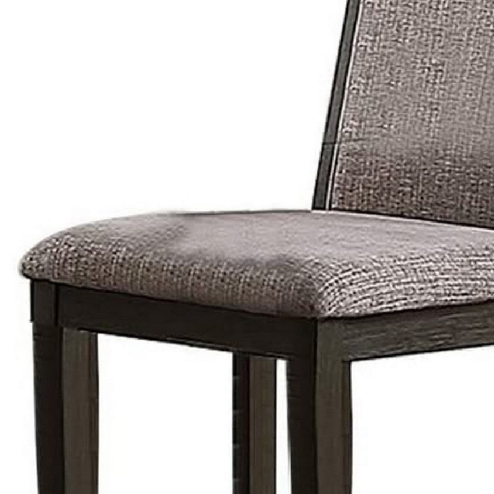 Kumi 25 Inch Set of 2 Wood Dining Chairs with Slatted Cushioned Backs, Gray - BM298984