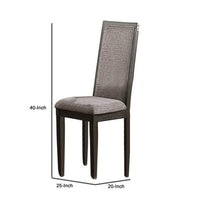 Kumi 25 Inch Set of 2 Wood Dining Chairs with Slatted Cushioned Backs, Gray - BM298984
