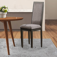 Kumi 25 Inch Set of 2 Wood Dining Chairs with Slatted Cushioned Backs, Gray - BM298984