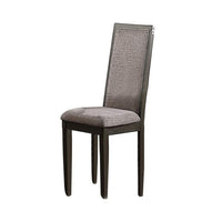Kumi 25 Inch Set of 2 Wood Dining Chairs with Slatted Cushioned Backs, Gray - BM298984