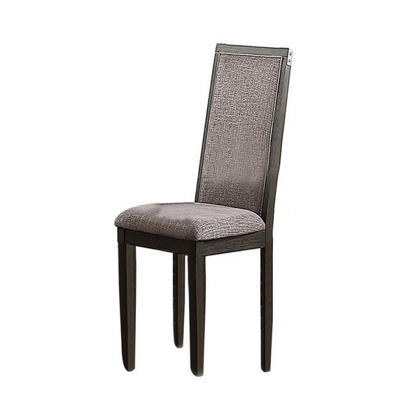 Kumi 25 Inch Set of 2 Wood Dining Chairs with Slatted Cushioned Backs, Gray - BM298984