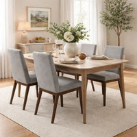 Lee Set of 2 Modern Wood Dining Chairs, Cushioned Seats, Tapered Legs, Gray - BM298985