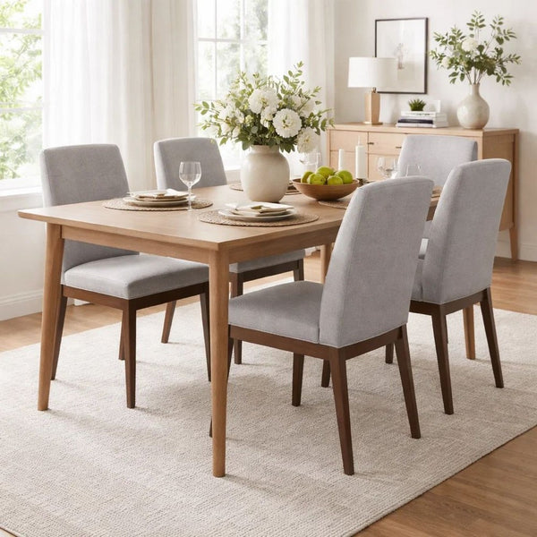 Lee Set of 2 Modern Wood Dining Chairs, Cushioned Seats, Tapered Legs, Gray - BM298985