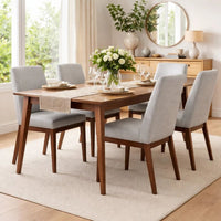 Lee Set of 2 Modern Wood Dining Chairs, Cushioned Seats, Tapered Legs, Gray - BM298985