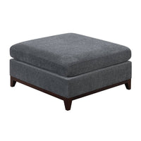 37 Inch Modern Square Ottoman with Foam Seating, Gray Chenille Fabric  - BM298986