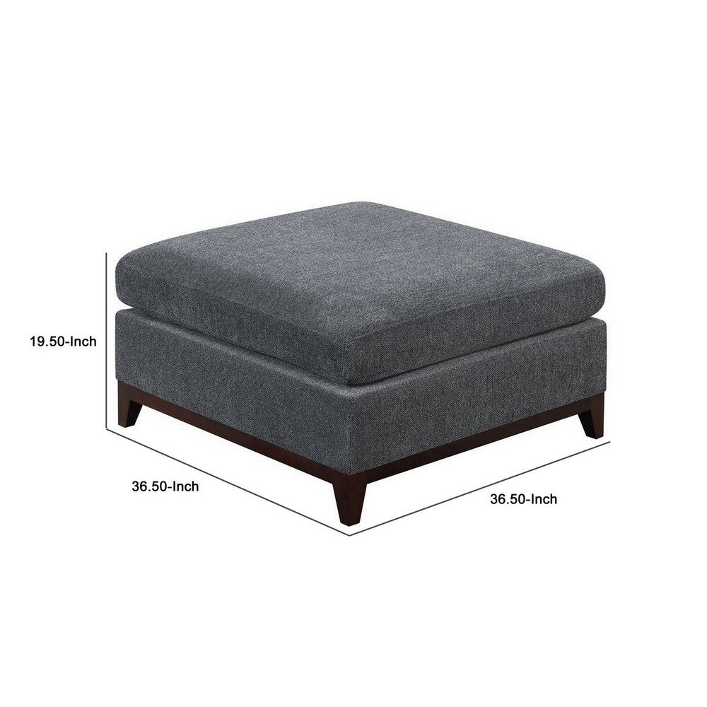 37 Inch Modern Square Ottoman with Foam Seating, Gray Chenille Fabric  - BM298986