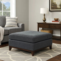 37 Inch Modern Square Ottoman with Foam Seating, Gray Chenille Fabric  - BM298986