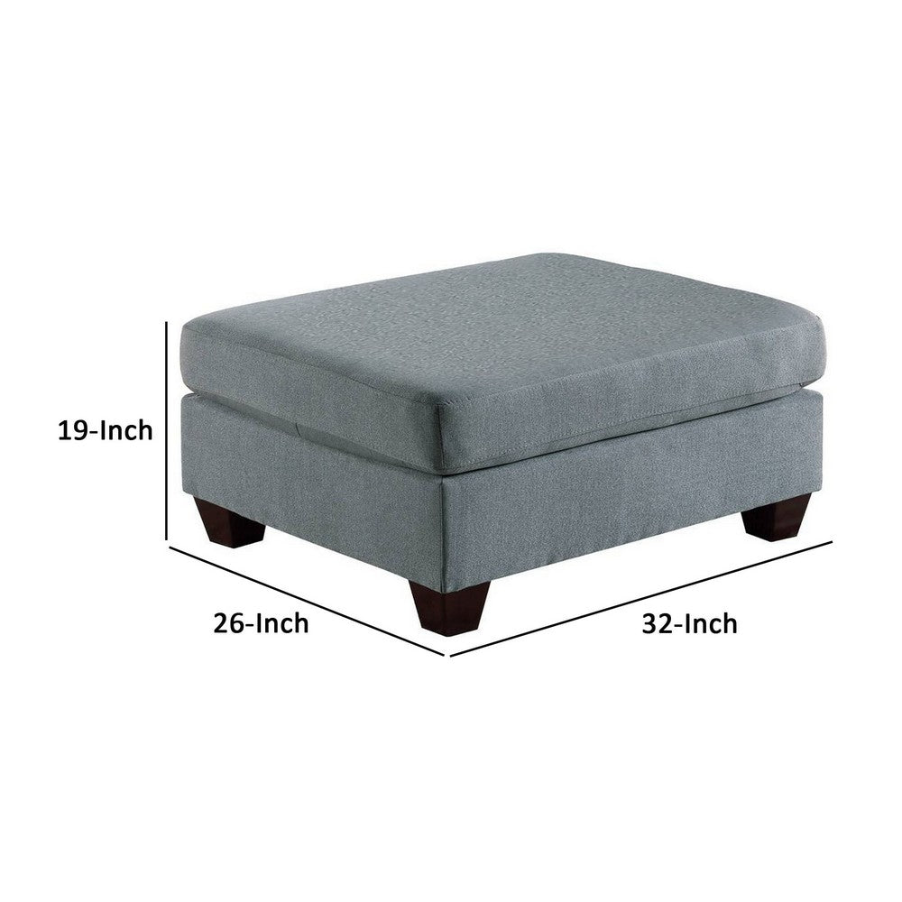 32 Inch Modern Square Ottoman with Plush Foam Seating, Gray Linen Fabric - BM298987