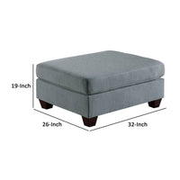 32 Inch Modern Square Ottoman with Plush Foam Seating, Gray Linen Fabric - BM298987