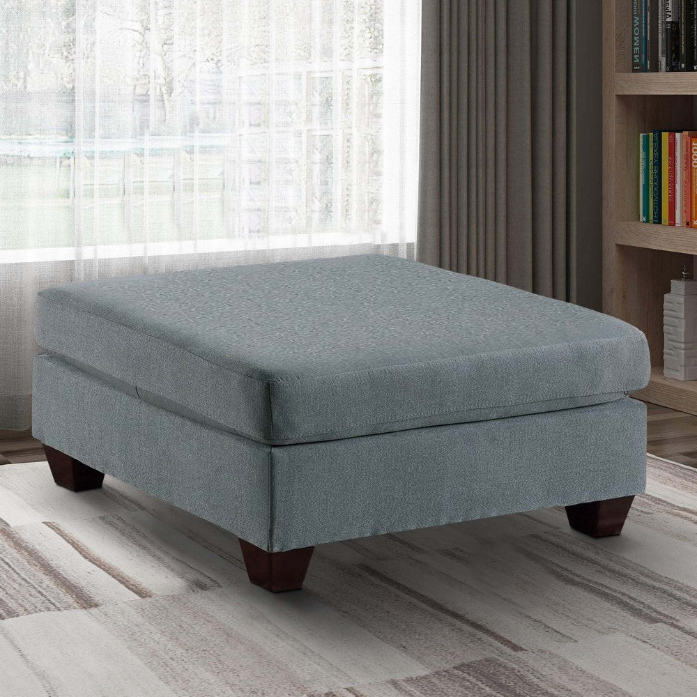 32 Inch Modern Square Ottoman with Plush Foam Seating, Gray Linen Fabric - BM298987