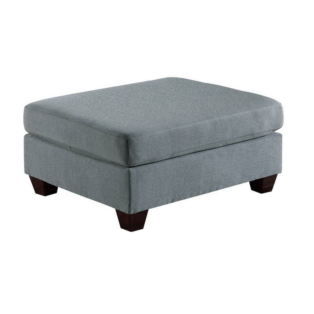 32 Inch Modern Square Ottoman with Plush Foam Seating, Gray Linen Fabric - BM298987