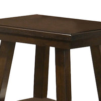 24 Inch Classic Square End Table, Flared Legs, Single Shelf, Brown Wood  - BM299001