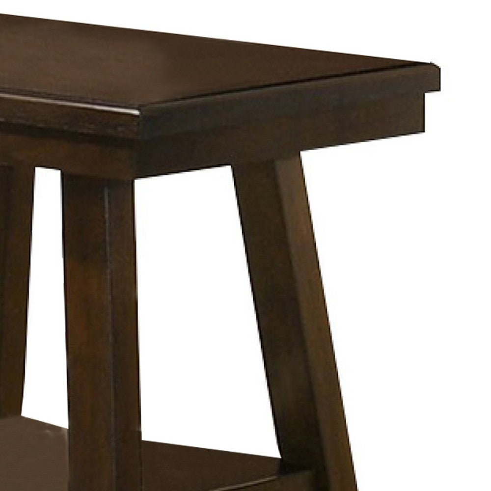 24 Inch Classic Square End Table, Flared Legs, Single Shelf, Brown Wood  - BM299001