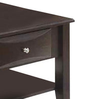 24 Inch Classic Square End Table, Single Drawer, Bottom Shelf, Brown Wood - BM299002