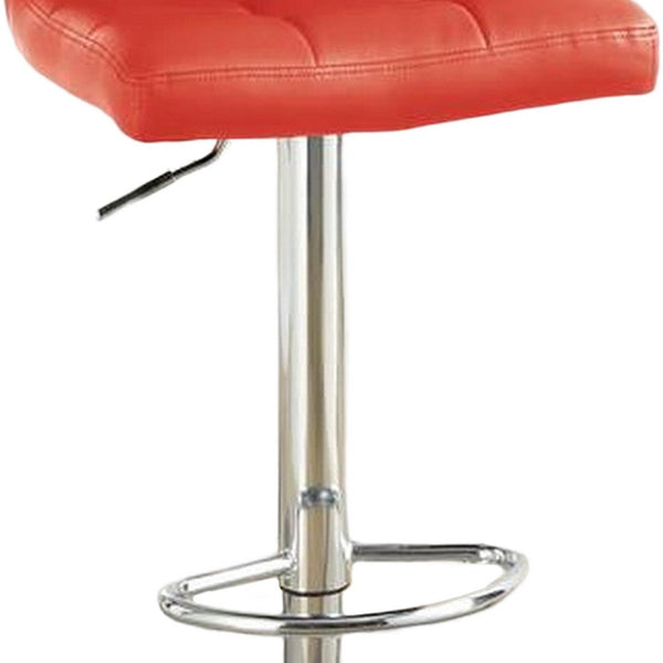 25-29 Inch Swivel Barstool, Set of 2, Cushioned Seat, Red Faux Leather - BM299003