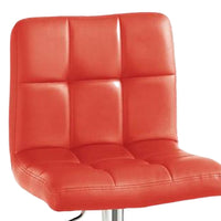 25-29 Inch Swivel Barstool, Set of 2, Cushioned Seat, Red Faux Leather - BM299003